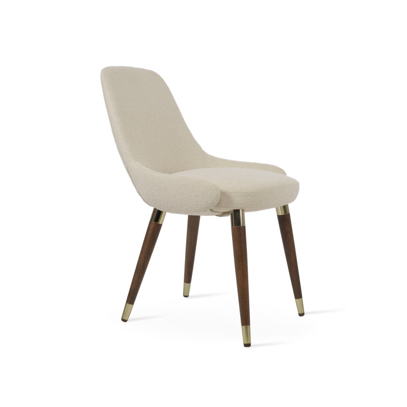 Gazel Wood Side Chair, Off White Wool