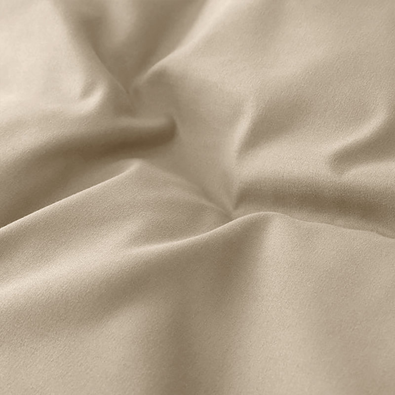 Plain Microfibre Reversible Contemporary Quilt Duvet Cover with Pillowcases, Cream