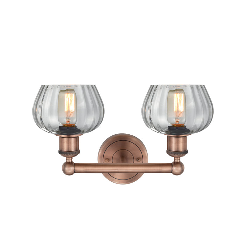 Éclairage pour meuble-lavabo à 2 lumières, Transparent, Cuivre antique