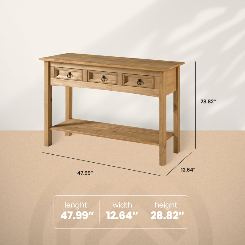 Dinnington 47.99'' Solid Wood Console Table, Antique Brown