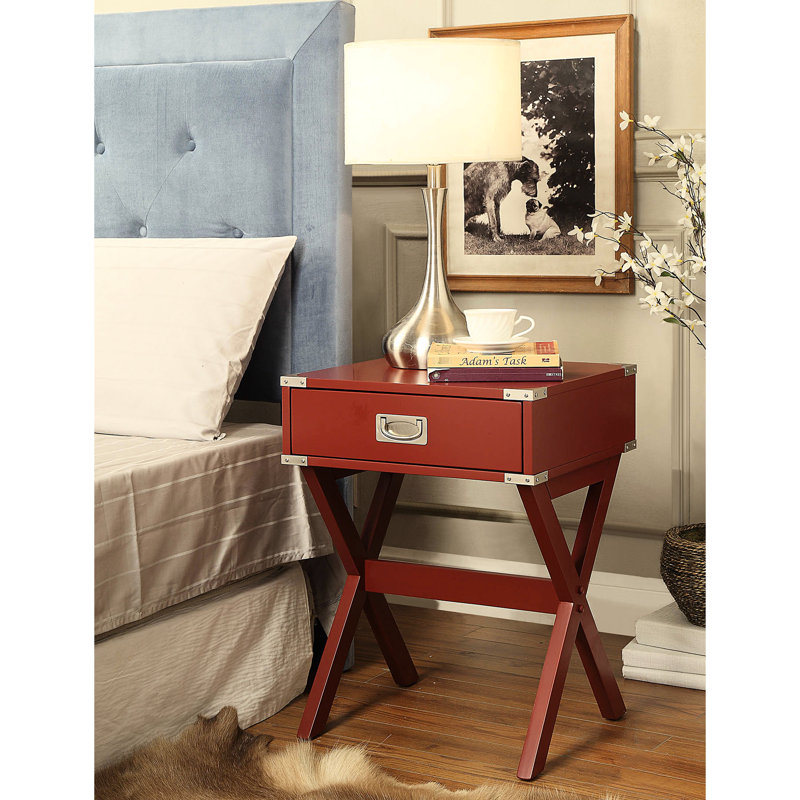Table d'appoint carrée rouge - construction et poids de 19,05 lb, hauteur du plateau: 24 po, Rouge