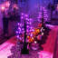 Ensemble de 2 décorations d'arbre d'Halloween noir de 24 pouces avec minuterie, arbre de brindilles avec 24 lumières mauves, 12 araignées et 6 chauves-souris, décorations d'Halloween artificielles pour la maison