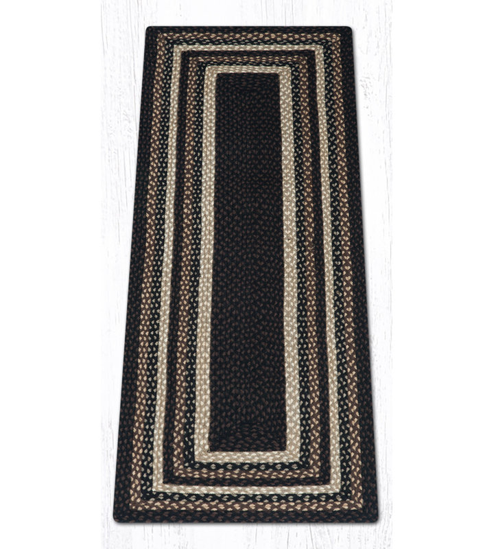  Mocha/Frappuccino Oblong Braided Rug Handwoven Jute, Runner 2' x 6'