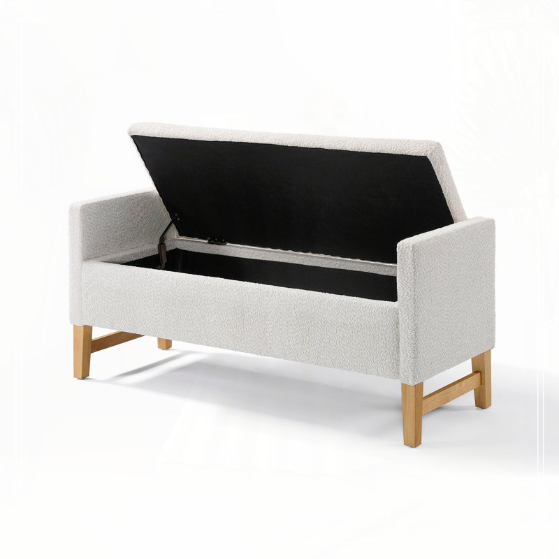 Banc de chambre rembourré avec tissu bouclé