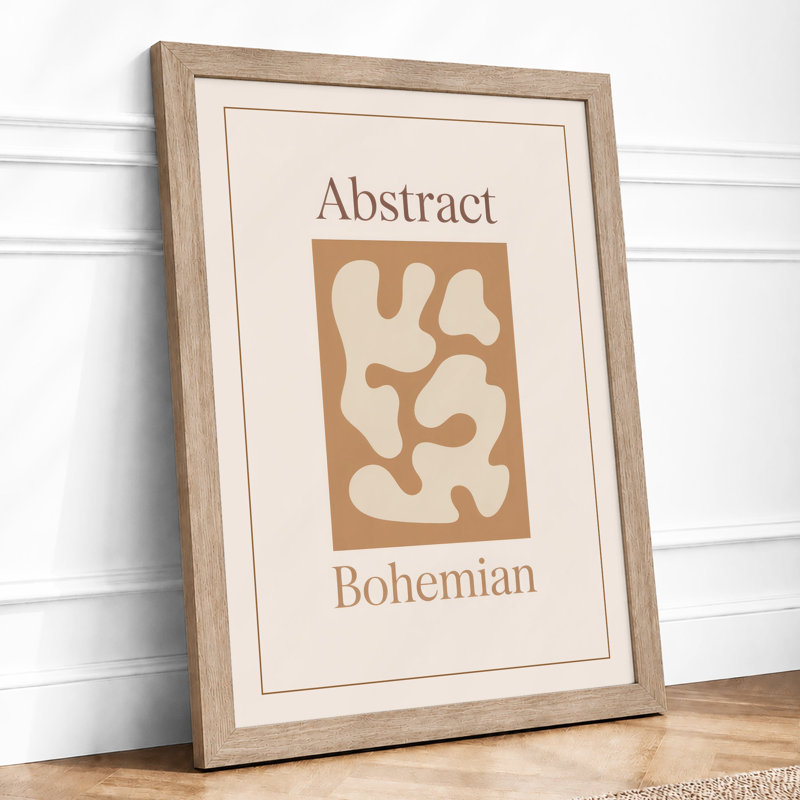 Abstract Bohemian Forms Minimalist 1 Piece Single Picture Frame Wall Art, A2 - 59.4 x 42.0 cm, Oak