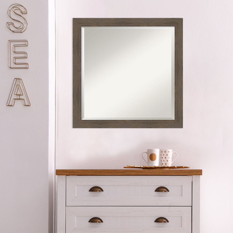 Modeste Flat Mirror, Matte Brown, 23" x 23"