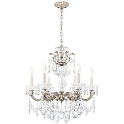 La Scala 6 Light 23in x 25in Chandelier in Parchment Gold with Clear Radiance Crystals
