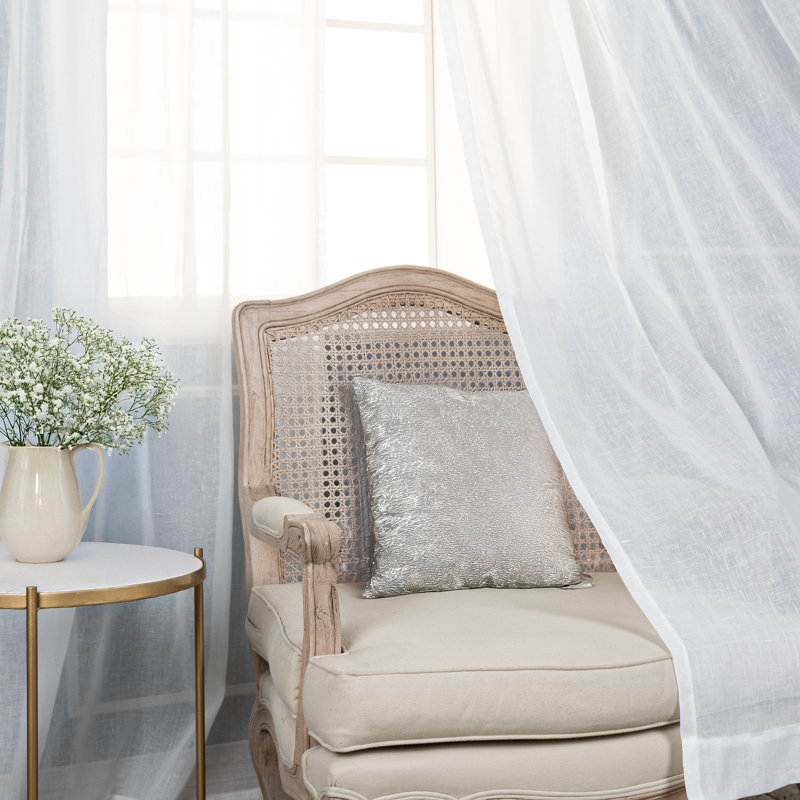Elyse Sheer Curtain Panel Pair, White, 52" W x 84" L
