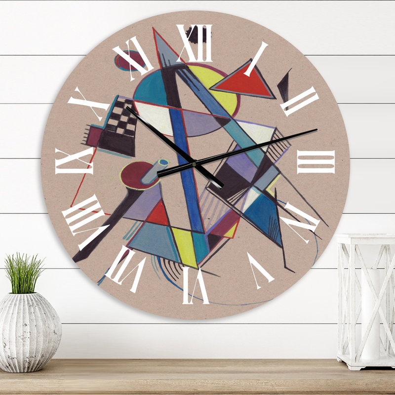 Horloge murale moderne Compositions géométriques colorées III, Très petit