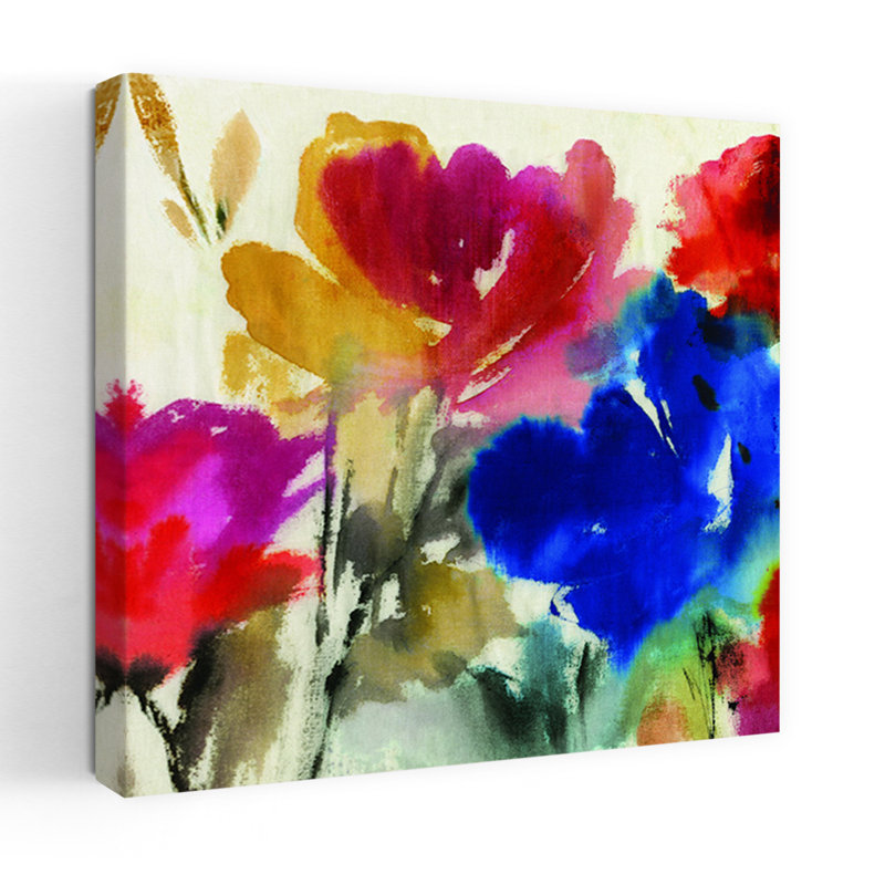 Aquarelle, art floral délicat et paisible, H 18 po x l 18 po