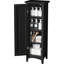 Armoire de cuisine compacte de 15 pouces avec tablettes réglables, porte à panneau surélevée noire pour le rangement de la maison et du bureau