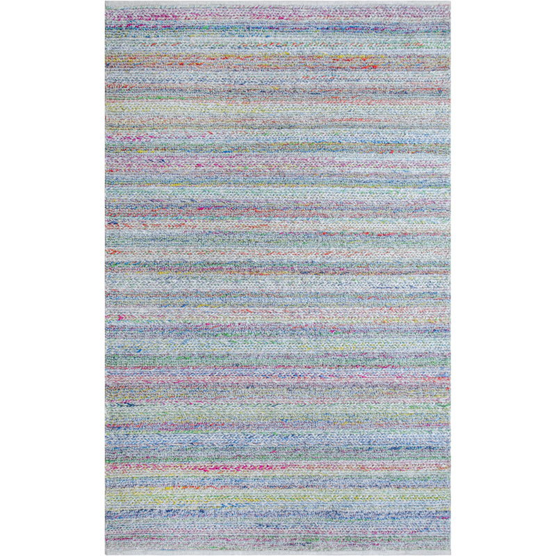 Confetti Striped Handwoven Purple/Blue/Green Indoor / Outdoor Use Area Rug, Rectangle 8' x 10'