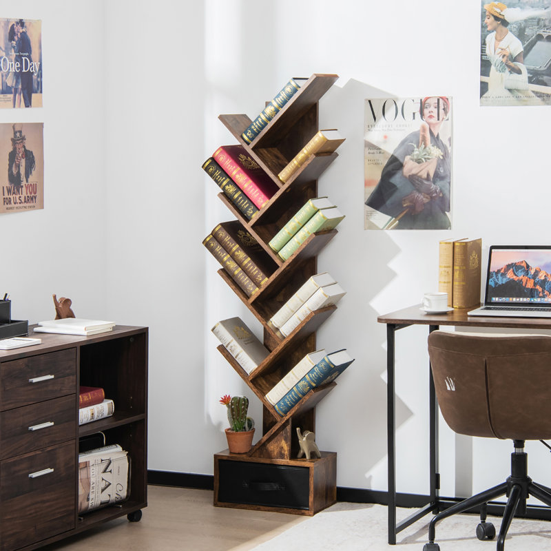 Clarixa Geometric Storage Bookcase, Brown
