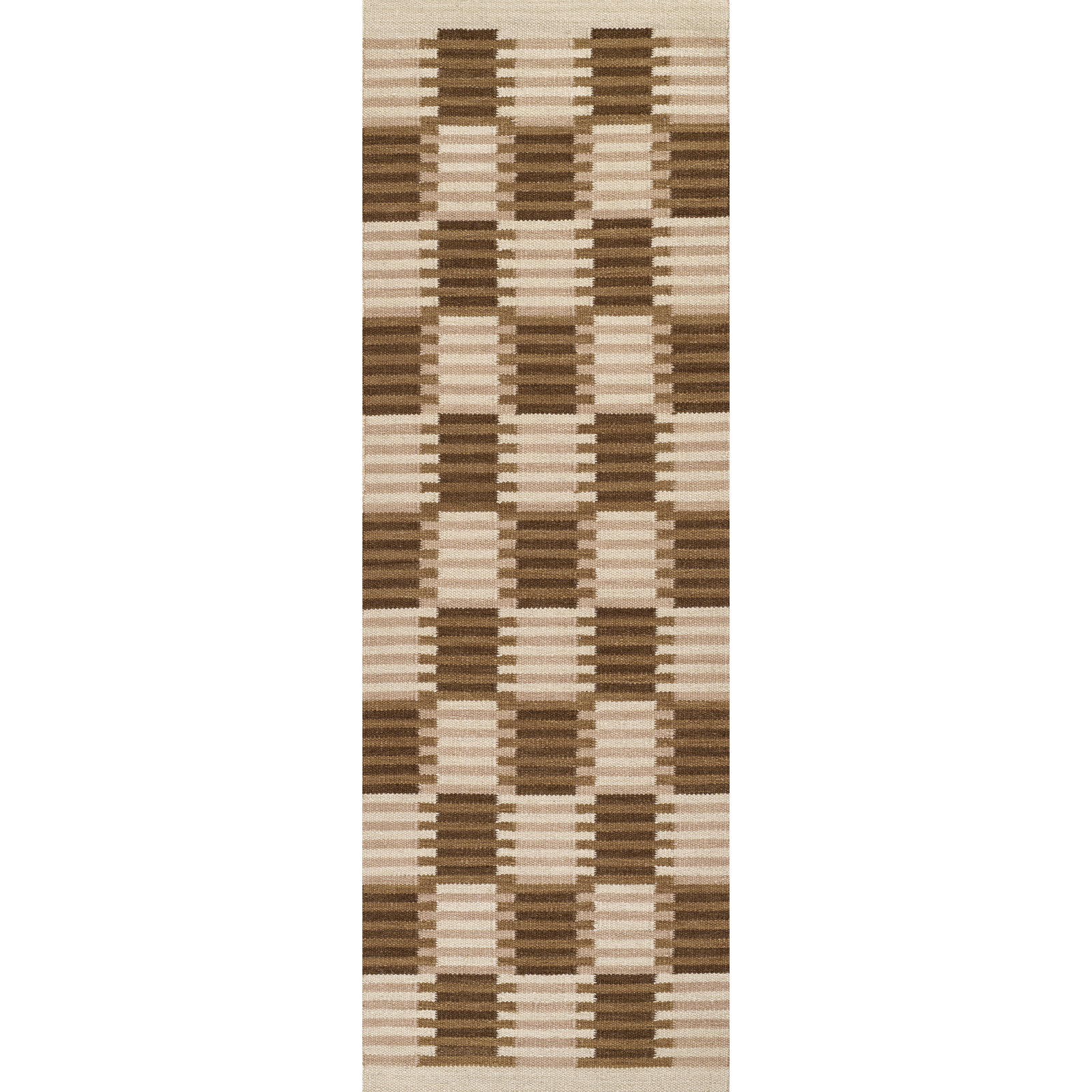 Freya Checkered Hand Woven Wool Rug, Runner 2'6" x 8'
