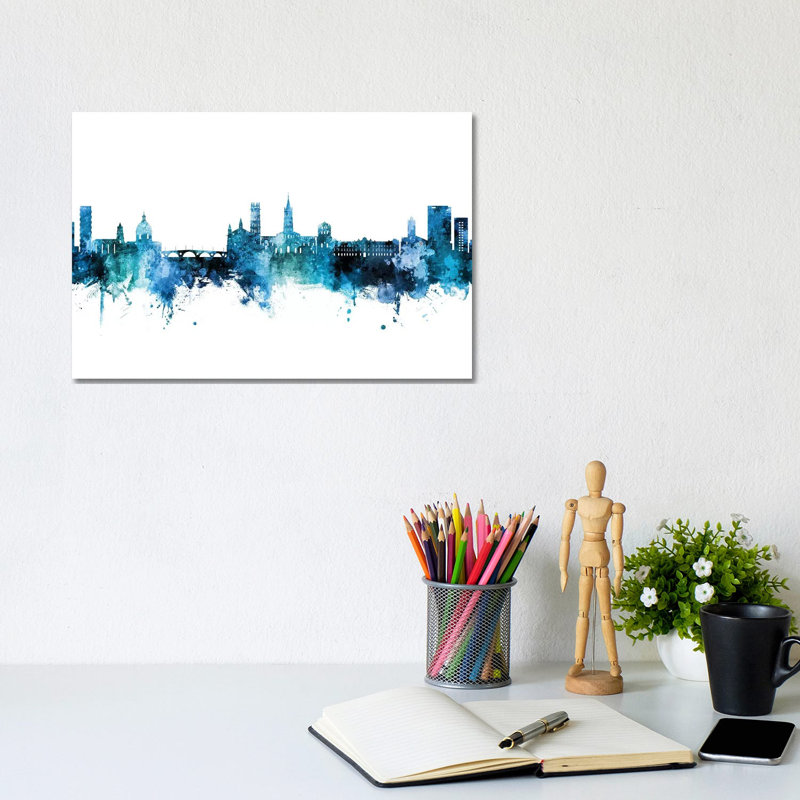 Toulouse France Skyline Teal by Michael Tompsett - Wrapped Canvas Print, 20.32 cm H x 30.48 cm W