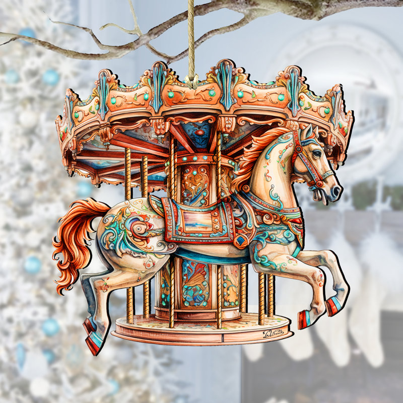 Ornement en bois carrousel