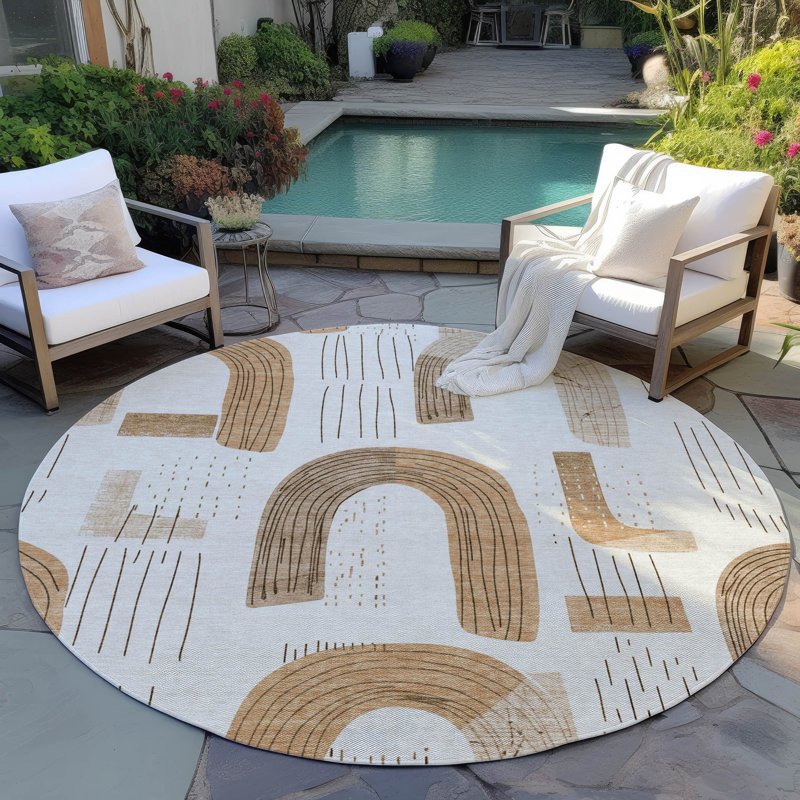 Tapis ivoire intérieur / extérieur lavable à la machine Cinead ACN1698, Rond 8 pi