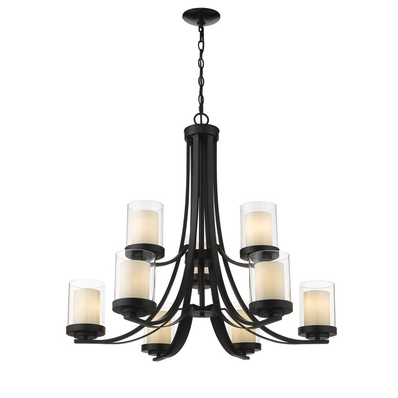 Arie 9 - Light Dimmable Tiered Chandelier, Matte Black