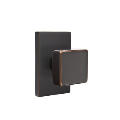 Passage Square Knob with Modern Rectangular Rose