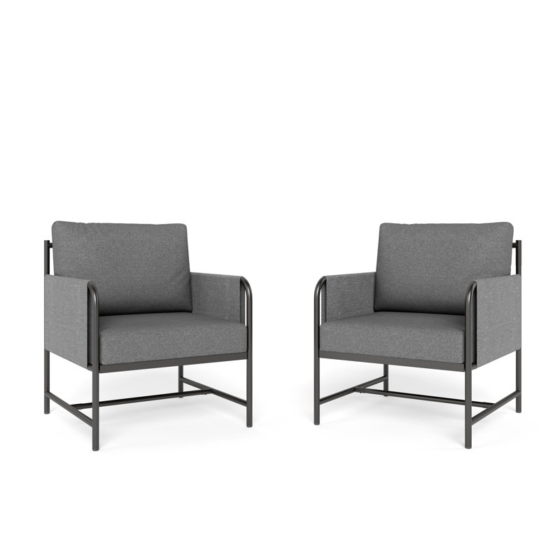 Gray PVC-coated polyester Folding Single-seat Sofa (set Of 2)