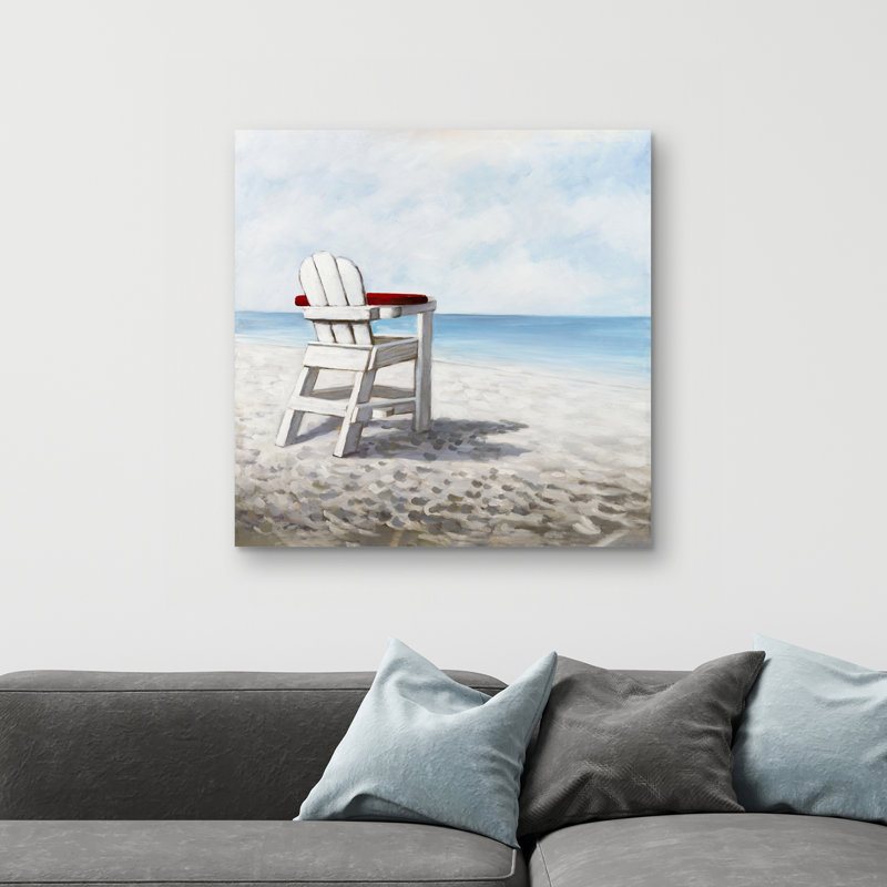 beach chair - 32"x32" art on canvas