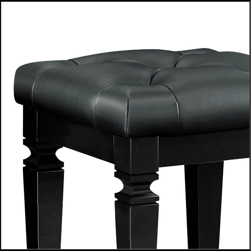 Tabouret de coiffeuse 1 pièce Modern Glam, Noir, Noir