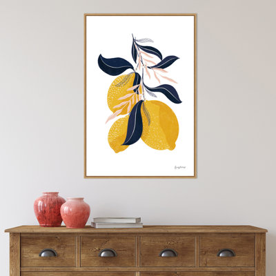 "Lemons I" par Becky Thorns - peinture sur toile à cadre flottant