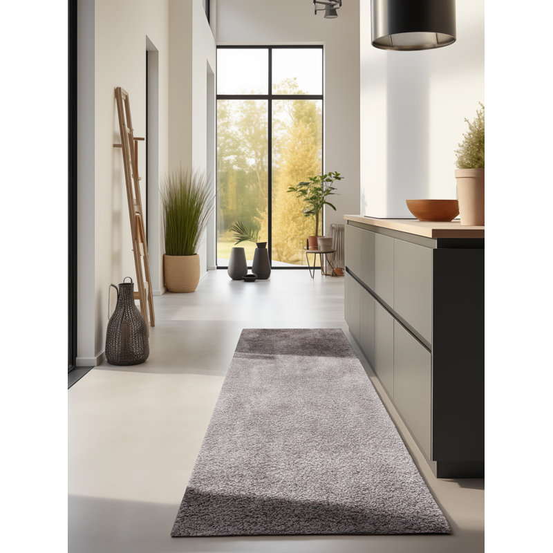 Solid Colour Machine Woven Brown Area Rug, Rectangle 80cm x 240cm