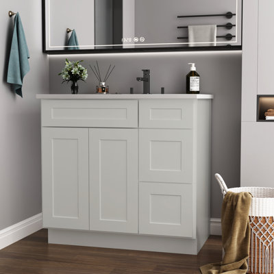 34,5 po H Contreplaqué de meuble-lavabo en contreplaqué H 36 po x P 21 po, contenant gris pour salle de bain et cuisine