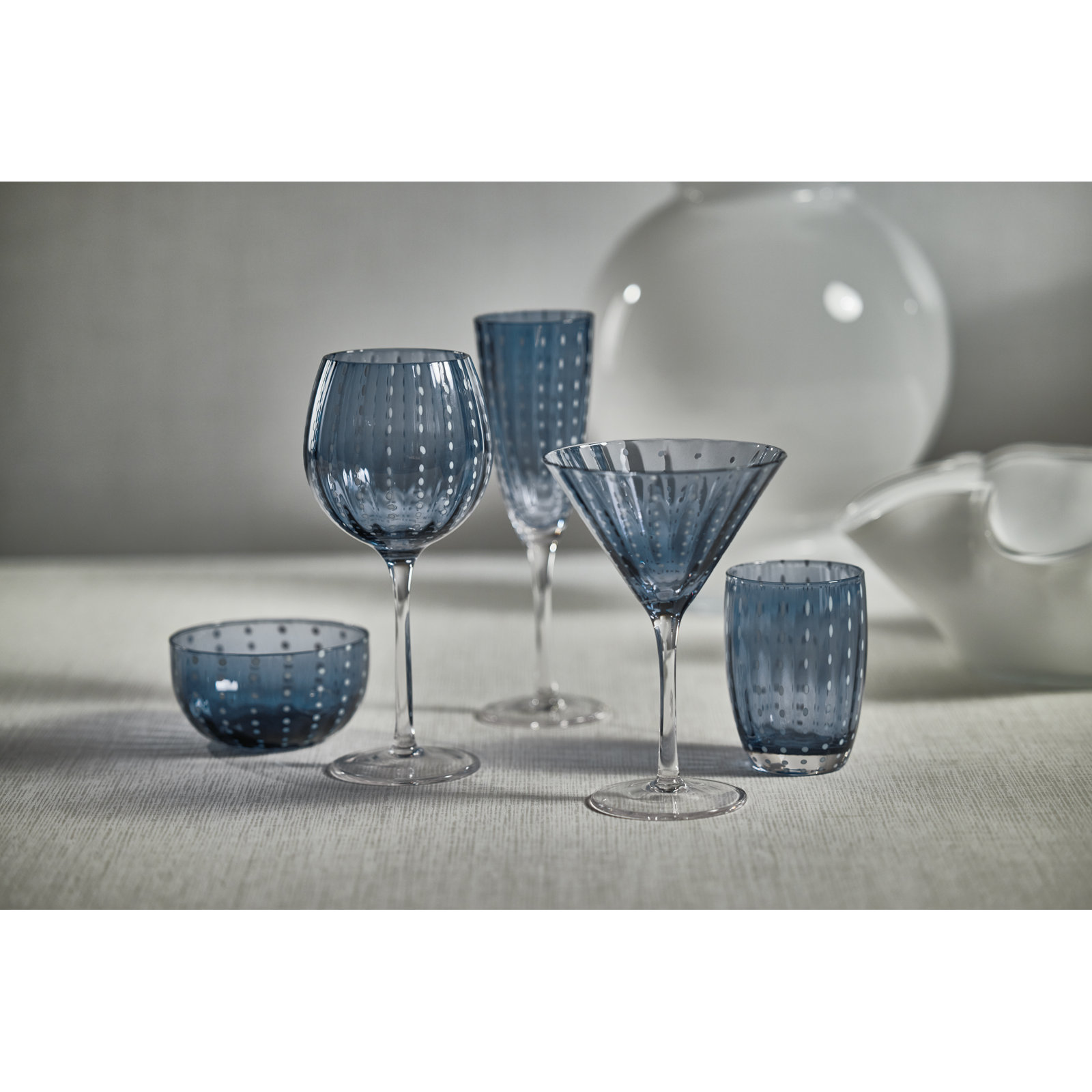 Jamesena Ribbed Martini Glass, Navy Blue