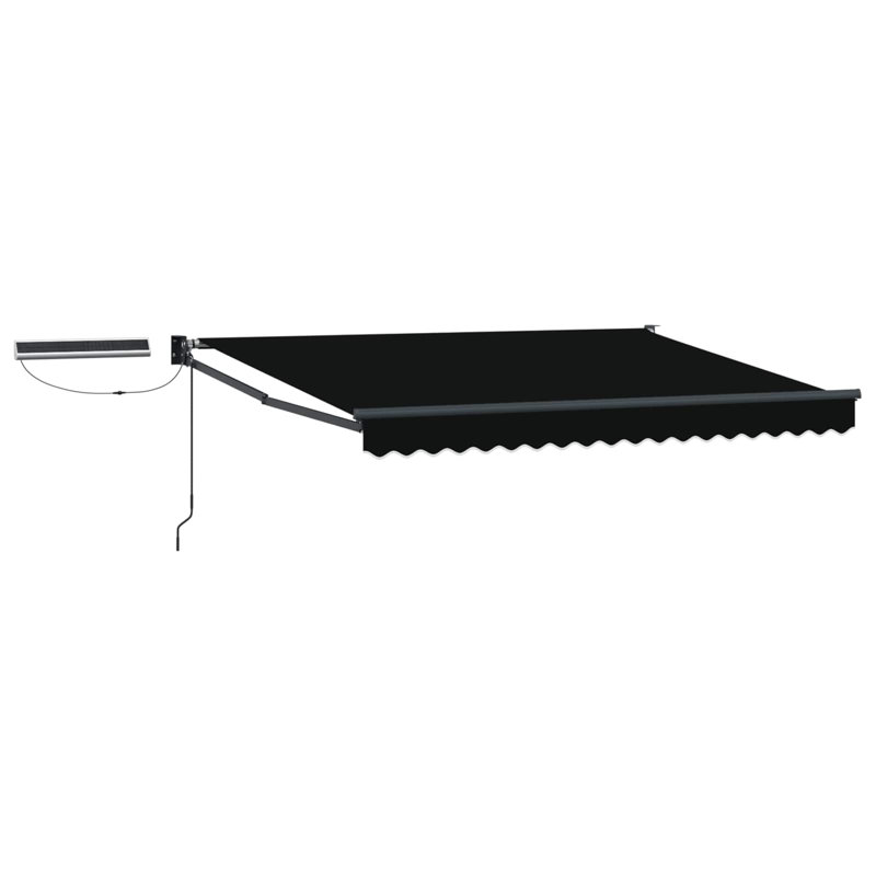 VidaXL Polyester Cover Retractable Patio Awning, 300cm W x 250cm D, No Pattern, Black
