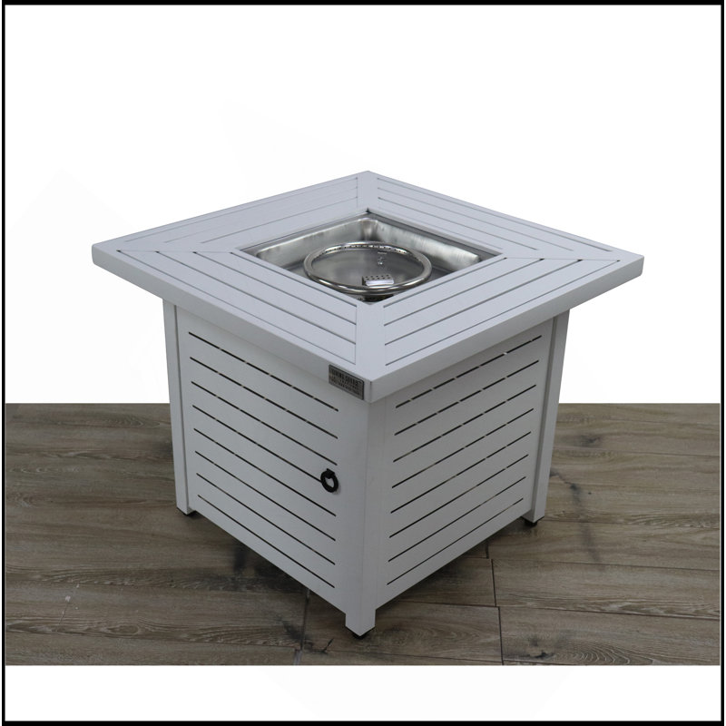 Foyer de table en acier au propane H 25 po x l 30 po, Gris antique / blanc