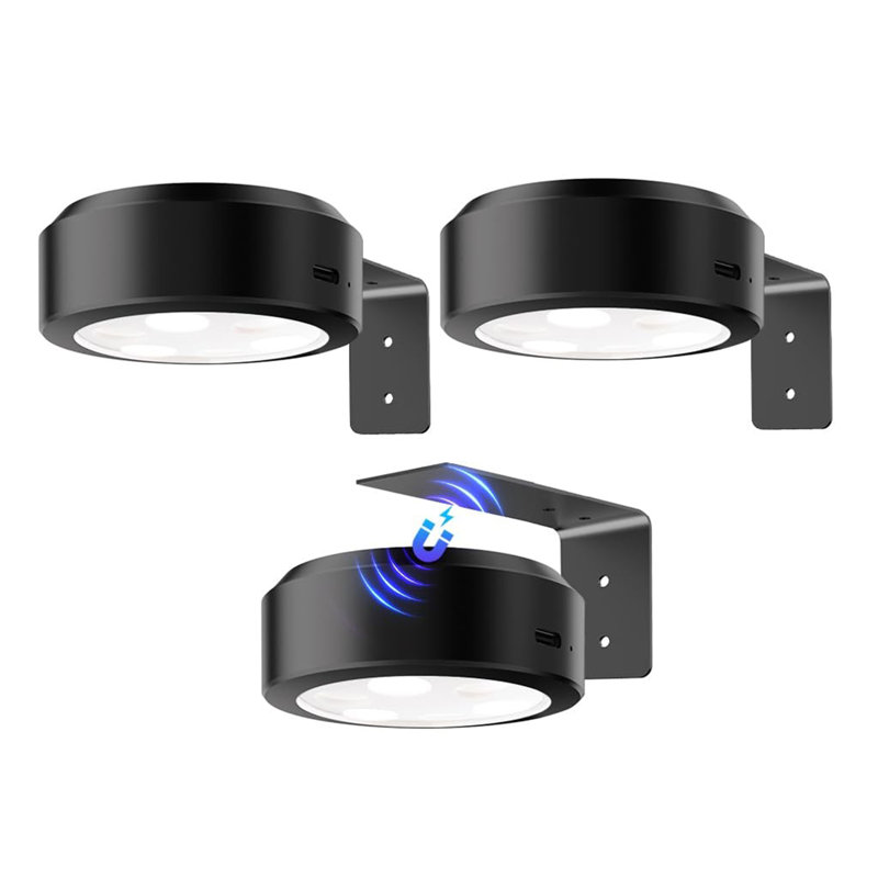 Éclairage pour tableau, lumières magnétiques à pile rechargeables 2000 mAh avec 3 couleurs et 12 couleurs RVB, Black