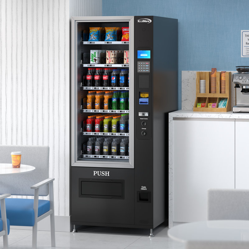 Refrigerated Snack Vending Machine with 36 Slots with Bill and Coin Acceptor in Black (KM-VMR-30-BC)