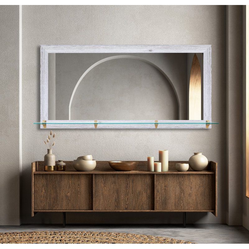 Miroir d'appoint Mowery, 32,5 po x 72 po, Blanc patiné