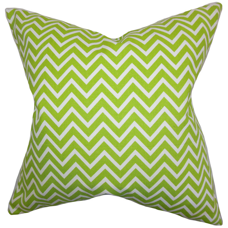 Coussin en coton en zigzag sula, Gris clair, 22 po x 22 po, Mélange de duvet