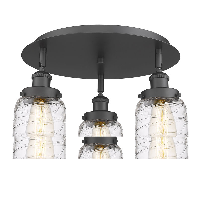 Plafonnier Bell, Tourbillon déco transparent, Noir mat