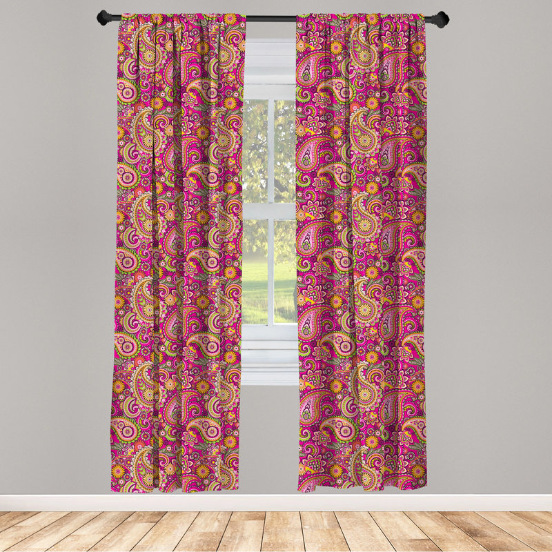 Paisley Semi-Sheer Rod Pocket Curtain Panels, 28" x 84", Blue