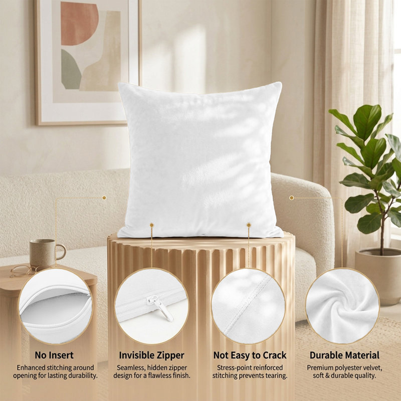 Plain Velvet Cushion Cover-(Pack of 4), Off-White