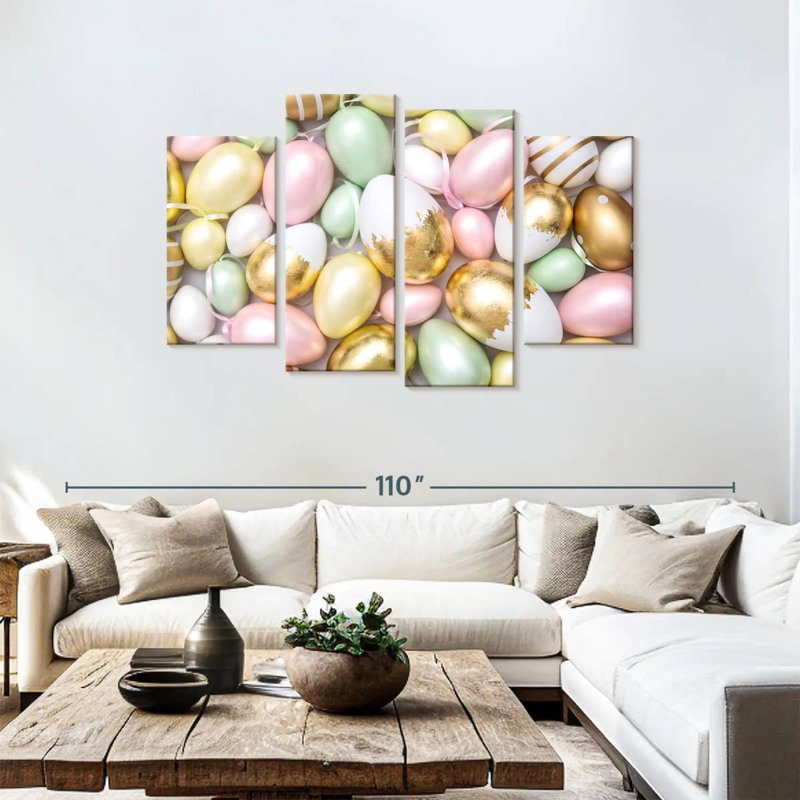 Œufs de Pâques peints métalliques Lelend, H 48 po x l 75 po