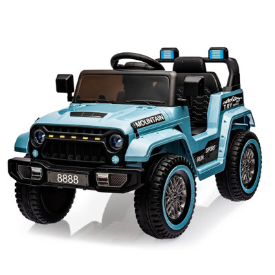 12V Kids Ride On Truck, 2-Seater Electric Car w/Remote Control, 35W Motors, 3 Speeds, Music, LED Lights, Suspension