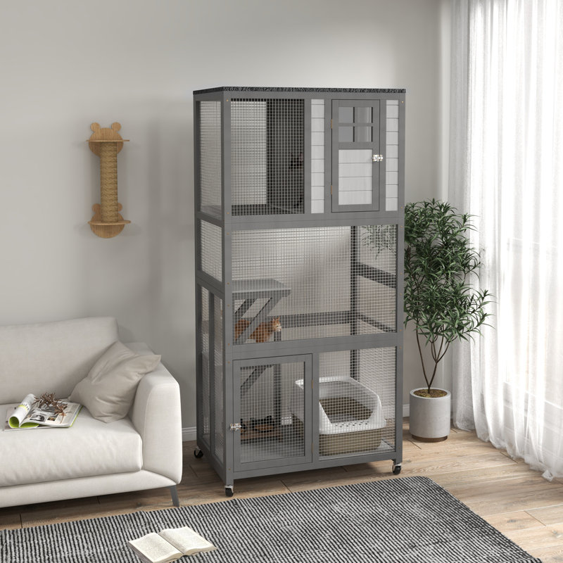Maison d'extérieur pour chat 74 po, Gris clair