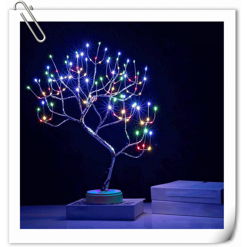 20" 108 LED Tabletop Bonsai Tree Light, Sparkly Fairy Spirit Tree Lights, Battery/USB Operated, DIY Artificial Tree Lamp For Bedroom Desktop Christmas Indoor Decoration Lights (Colourful)