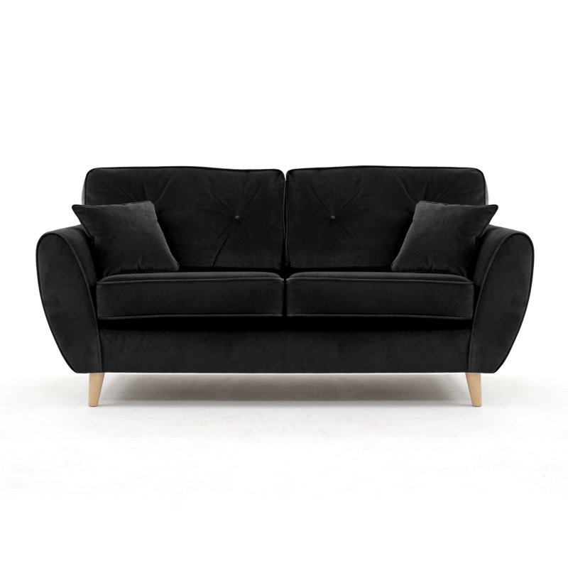 Rafe 3 Seater Velvet Sofa, Black Velvet