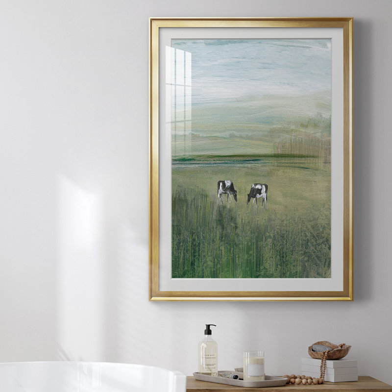 32_Out To Pasture II, reproduction encadrée de qualité supérieure - prête à être accrochée, Cadre doré