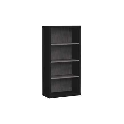 Bibliothèque à 5 niveaux avec tablettes réglables, panneau de particules noir pour bureau à domicile ou chambre à coucher