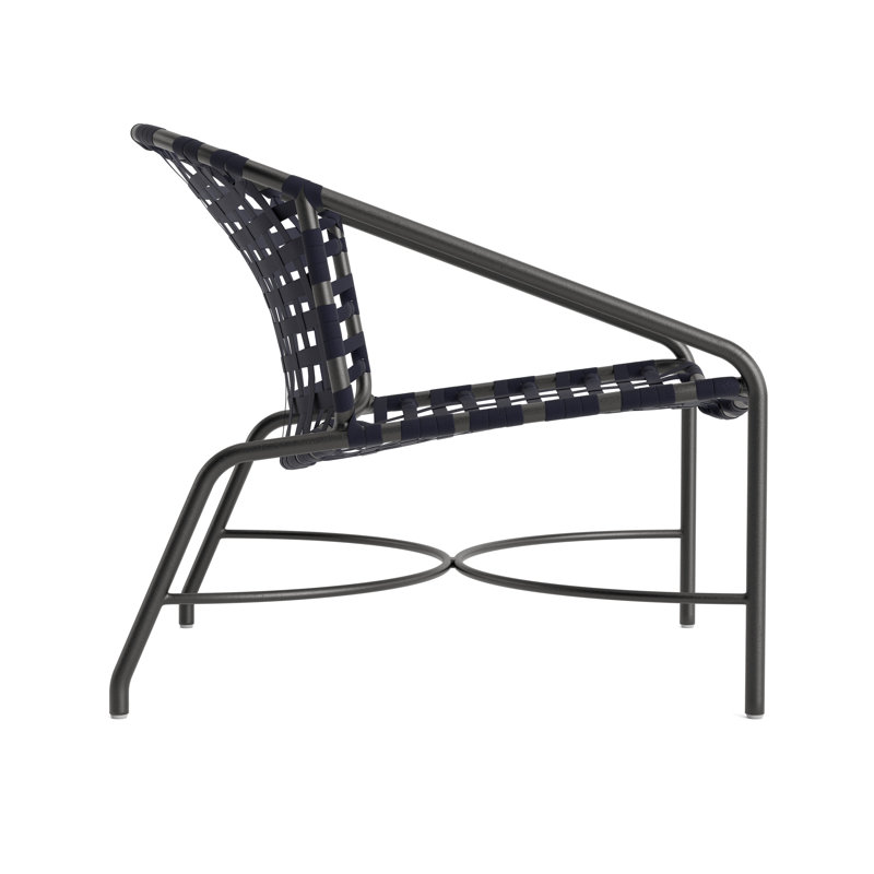 Kantan Outdoor Lounge Chair, Textured Pewter/Marine Suncloth Lace