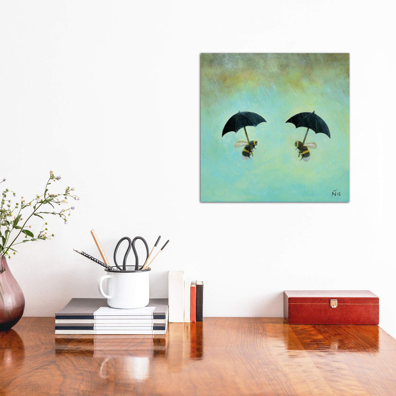 «Rainy Day Conversation» par Neil Thompson - impression d'art graphique, Toile tendue, H 48 po x l 48 po x 1,5 po