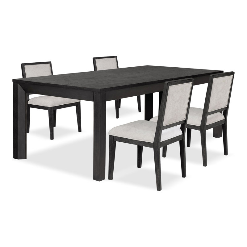 Schell 5-Piece Dining Table Set, Weathered Black, 5 Pieces: Table, 4 Chairs