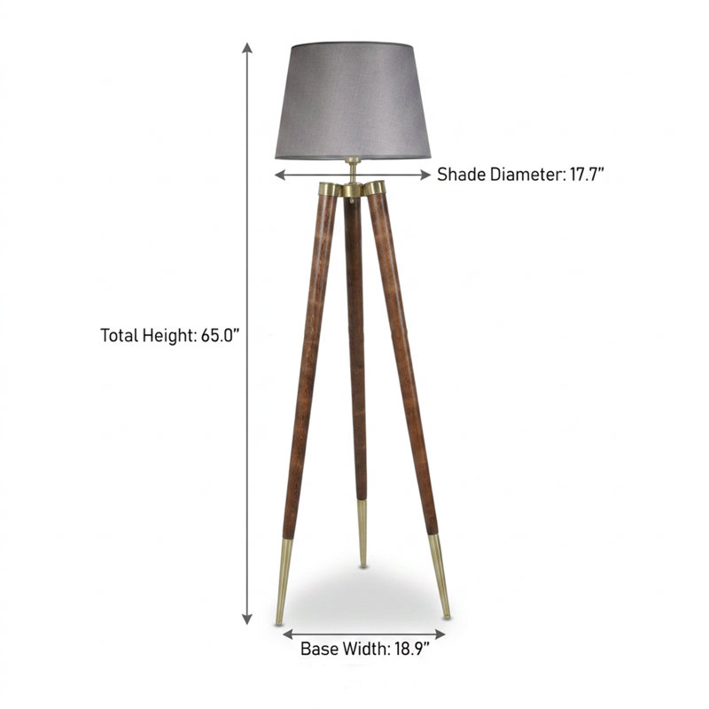 Cascade Grey / Walnut Drum Shade Floor Lamp